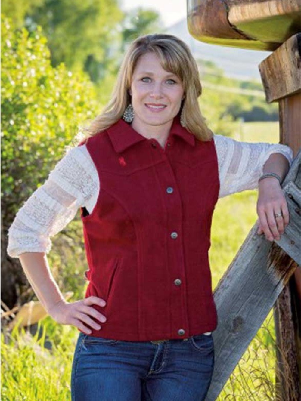 Wyoming Traders Cranberry Red 100% Wool Sierra Western Vest Gorpcore Medium - Picture 7 of 7